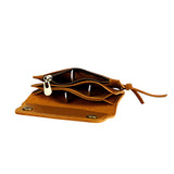 Blue Vintage Handmade Crazy Horse Leather Wallet - Compact Card Holder & Zippered Coin Purse with Snap Closure - Side View