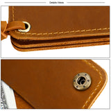 Blue Vintage Handmade Crazy Horse Leather Wallet - Compact Card Holder & Zippered Coin Purse with Snap Closure - Close-Up Angle
