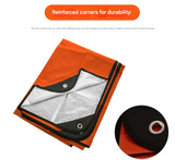 Heavy Duty PE Emergency Survival Blanket - Waterproof Thermal Reflective Tarp (Orange/Silver) - Side View