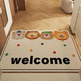 Healing Bear Set of 2 Cartoon PVC Coil Entrance Mats - Non-Slip Dirt Trapping Door Mats (50x80cm)