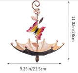 Butterfly Charming Hanging Umbrella Bird Feeder - Decorative Outdoor Garden Accent - Front View