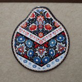 Blue-red Set of 4 Embossed Ceramic Paddle Mats - Assorted Bohemian Pattern Heat Resistant Pads