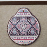 White-pink Set of 4 Embossed Ceramic Paddle Mats - Assorted Bohemian Pattern Heat Resistant Pads