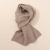 Khaki Soft Ribbed Knit Winter Scarf - Cozy Warm Wool Blend Neck Wrap (160x25cm)