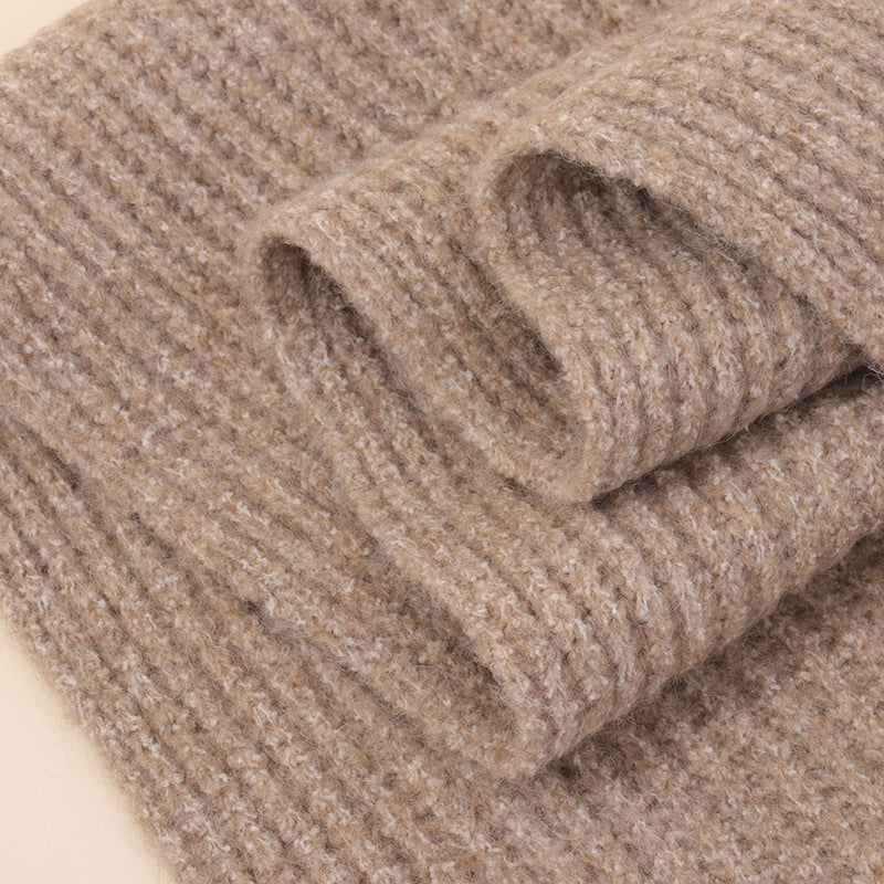 Dark Grey Soft Ribbed Knit Winter Scarf - Cozy Warm Wool Blend Neck Wrap (160x25cm)