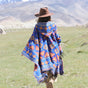 Diamond Blue Soft Faux Cashmere Poncho Cape - Oversized Winter Shawl Wrap (130x150cm)