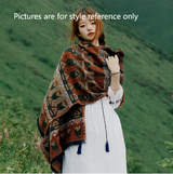 Brick Red Extra Large Ethnic Print Faux Lambswool Shawl - Cozy Winter Wrap Scarf (70x211cm) - Front View