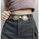 Large & Small Piece Waist Chain-Silver Set of 4 Bohemian Ethnic Style Metal Waist Chains - Versatile Fashion Belts for Dresses & Shirts