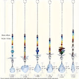 Set of 6 Crystal Suncatcher Hanging Ornaments - Butterfly Star Moon Prism Window Decor - Front View