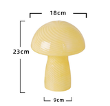 Camouflage Green Retro Swirl Glass Mushroom Table Lamp - LED Bedside Night Light - Front View