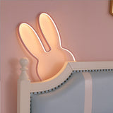 White 29x30cm Adorable Bunny LED Wall Night Light - USB Powered Warm White Lamp for Kids Room Decor - Front View