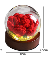 Gradient Yellow Rose Knitted Flower LED Dome Lamp - USB Touch 3-Color Night Light - Front View