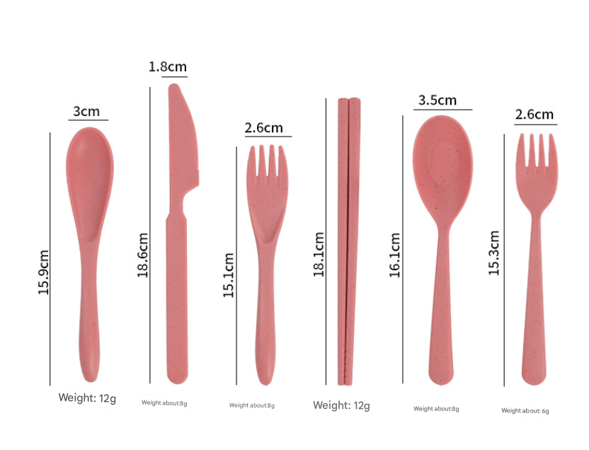 Beige Durable Eco-Friendly Wheat Straw Dinnerware Set - 24 Pieces with Plates, Bowls, Cups & Cutlery