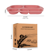 Yellow Durable Eco-Friendly Wheat Straw Dinnerware Set - 24 Pieces with Plates, Bowls, Cups & Cutlery - Top-Down View
