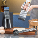 Doughnut Cutter Five Wheels Stainless Steel Multi-Wheel Rolling Dough Cutter - Pastry, Noodle & Lattice Slicer - Front View