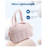 Pink Large Capacity Quilted Travel Tote Bag - Waterproof Gym Duffel with Wet Pocket (42x19x30cm) - 45-Degree Angle