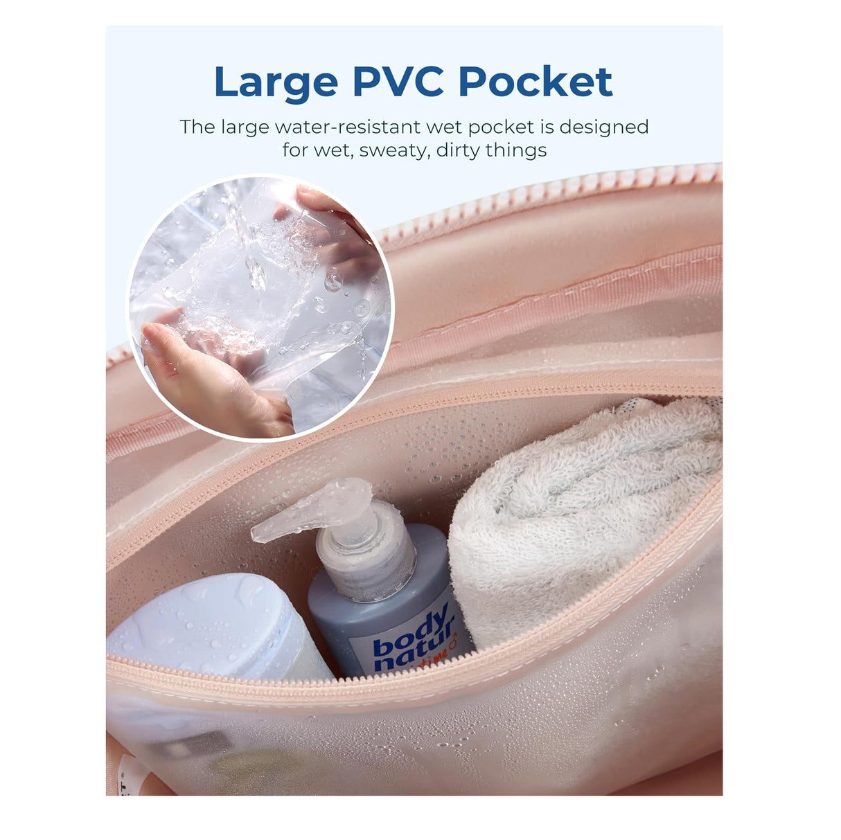 White Large Capacity Quilted Travel Tote Bag - Waterproof Gym Duffel with Wet Pocket (42x19x30cm)