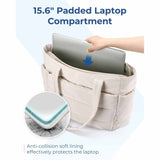 Beige Large Capacity Nylon Tote Bag for Women - Fashionable Travel Shoulder & Crossbody Handbag - Side View