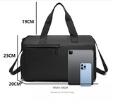 Grey Men's Large Capacity Sports Duffel Bag with Wet/Dry Separation Pocket - Travel & Gym Tote - Top-Down View