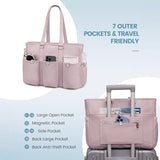 White Women's Laptop Tote Bag - Professional Business Briefcase & Shoulder Handbag (Fits up to 15.6 Inch Laptop) - Front View