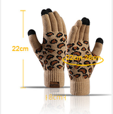 Pink Women's Leopard Print Winter Warm Knit Set - 3 Piece Fleece Lined Hat, Scarf & Gloves - Top-Down View