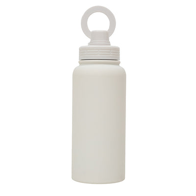 White Premium 35oz Stainless Steel Insulated Sports Bottle with Magnetic Phone Holder Lid