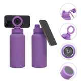 Purple Premium 35oz Stainless Steel Insulated Sports Bottle with Magnetic Phone Holder Lid - Front View