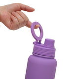 Purple Premium 35oz Stainless Steel Insulated Sports Bottle with Magnetic Phone Holder Lid - Side View