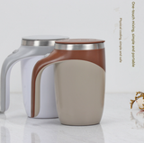 White USB Rechargeable Automatic Stirring Mug - 320ml, Magnetic Mixing Coffee Cup, 12x11x15cm - Front View