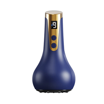 Blue Electric Meridian Scraping Massager with Air Release Valve - Full Body Suction Therapy, 16.6x8.4cm