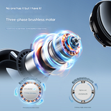 Blue Mini Bladeless Handheld Fan - USB Rechargeable, Quiet Portable Desk Fan - Side View