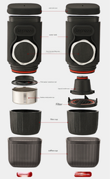 Portable Hand-Press Espresso Maker - Compact Capsule & Powder Coffee Machine - Top-Down View