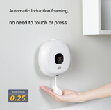 White Wall-Mounted No-Drill Automatic Foam Soap Dispenser - Infrared Sensor for Bathroom, 145x145x48mm - Front View