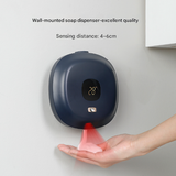 White Wall-Mounted No-Drill Automatic Foam Soap Dispenser - Infrared Sensor for Bathroom, 145x145x48mm - Side View