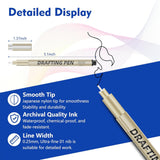 0.4mm 12-Piece Precision Drawing Pen Set - Waterproof Anime Sketching Pens for Students, Assorted Tips - Front View