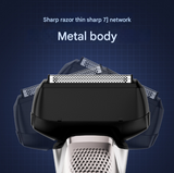 Silver Reciprocating 5-Blade Beard Trimmer - Waterproof Electric Razor for Full-Body Use - Top-Down View