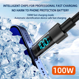 2 Meter Type-C To Type-C 4-Piece Set 1m 100W Super Fast Charge Transparent Aluminum Shell Digital Display Data Cable - Dual-Head Type-C Fast Charge Cable - Front View