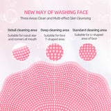 Pink Electric Silicone Facial Cleanser - All-Around Vibration Massage Face Cleaning Device