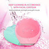 Green Electric Silicone Facial Cleanser - All-Around Vibration Massage Face Cleaning Device - Front View