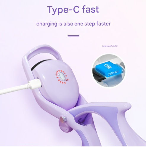 Pink USB Rechargeable Electric Heated Eyelash Curler - Lash Lift and Extension Tool