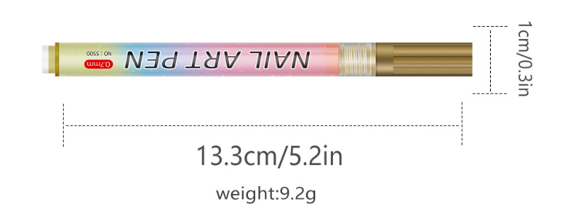 Yellow 0.7mm Nail Art Doodle Pen 12 Sticks- Single Color Acrylic Marker for Nail Design, No-Bake