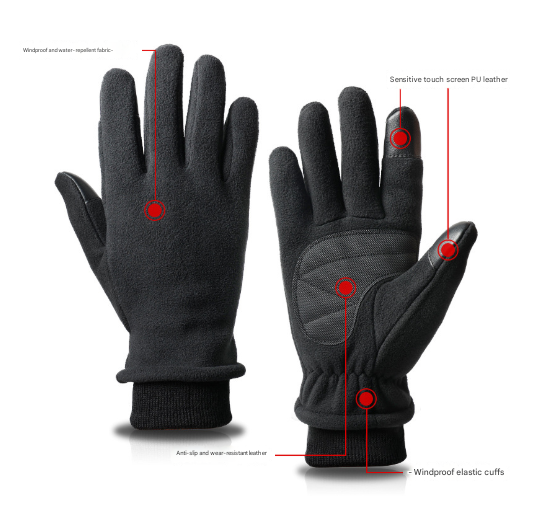 M Pink Warm Windproof Touchscreen Gloves - Anti-Slip Grip for Winter Cycling & Outdoor Sports