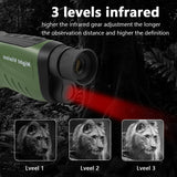 Green HD Digital Night Vision Monocular - High-Magnification Infrared Scope for Day & Night Use - Front View