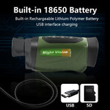 Green HD Digital Night Vision Monocular - High-Magnification Infrared Scope for Day & Night Use - Side View