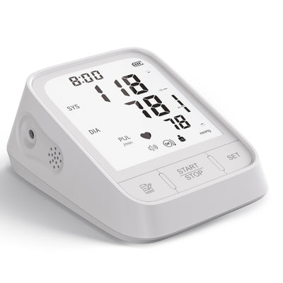 White Smart Upper Arm Blood Pressure Monitor - Medical Automatic BP Machine for Export