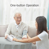 White Smart Upper Arm Blood Pressure Monitor - Medical Automatic BP Machine for Export - Top-Down View