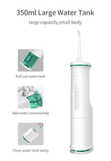 White Home Electric Oral Irrigator - Portable Water Flosser for Teeth Cleaning - 45-Degree Angle