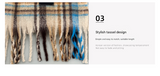 Grey-white Plaid Color-Block Women's Scarf - Autumn/Winter Thick Warm Neck Wrap with Tassels - Top-Down View