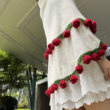 Handmade Rose Bouquet Blanket - Premium Finished Floral Nap Blanket, 113cm Diameter, 52 Flowers - Front View