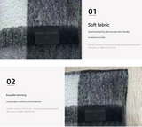 Khaki Classic Plaid Faux Cashmere Winter Scarf - Warm and Stylish 50 x 180 cm Design - Side View